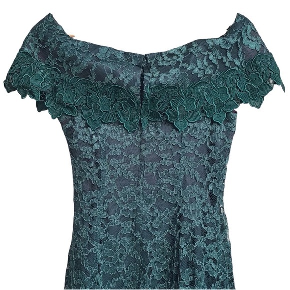 Chalet By Bari Protas Vintage Green Lace Dress Size 5/6 - Picture 9 of 16